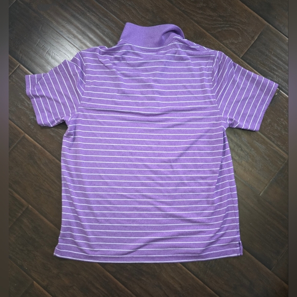 Purple Striped Polo Shirt with Classic Collar - Picture 7 of 8
